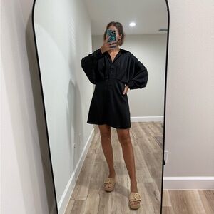 H&M Black Mini Dress with Long Sleeves